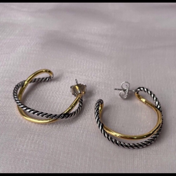 ✔️Hoop Earrings Silver With gol…